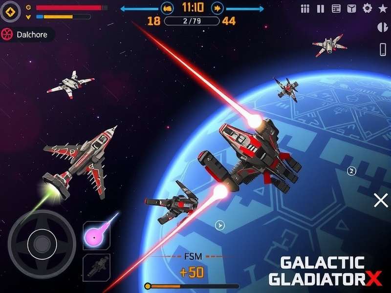 Galactic Gladiator X gameplay screenshot showing space combat